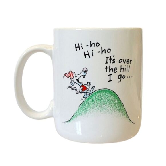 Hallmark Shoe Box Greetings "Hi-ho Hi-ho It's Over The Hill I Go" Vintage Mug - Picture 2 of 5